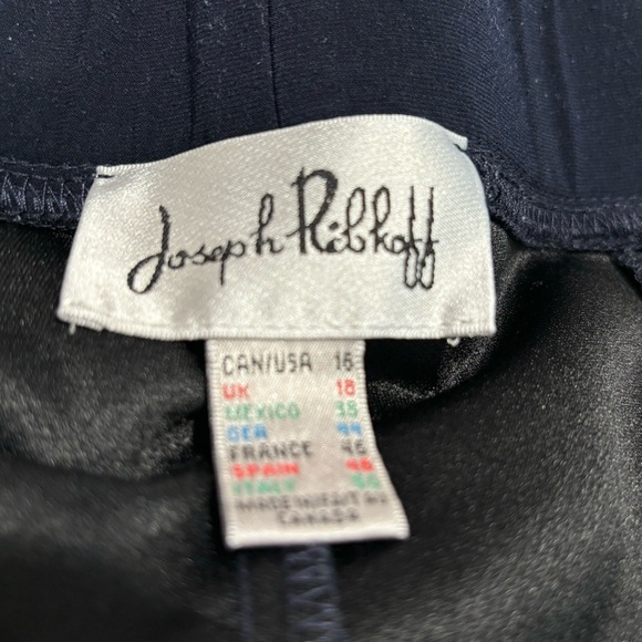 JOSEPH RIBKOFF Sz 16 Pull On Navy Front Seam Back Slit Classic Jersey Knit Pants - Picture 7 of 8